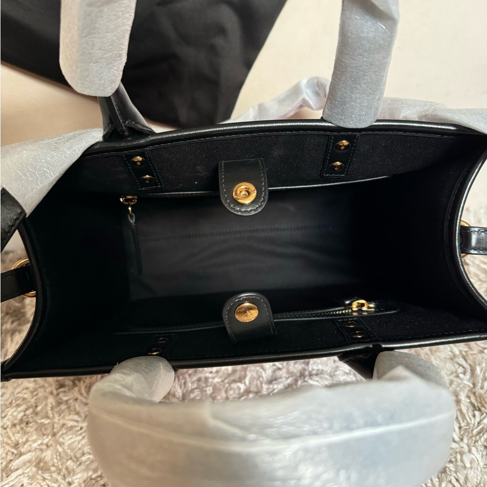 ***NIB & RARE VERSACE*** Floral Book Small Canvas Leather 2-Way Tote Bag LUXURY - Picture 10 of 15